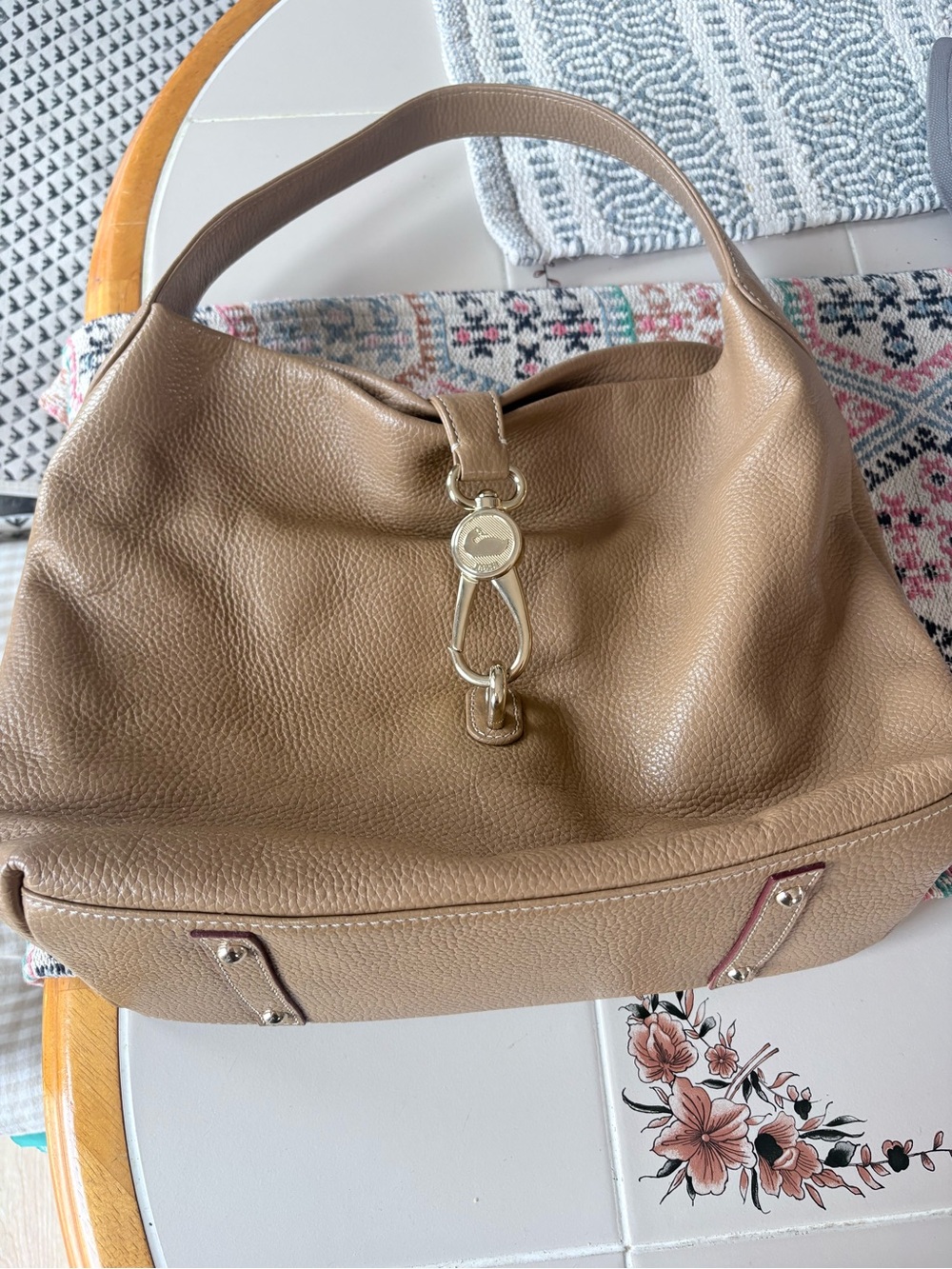 Dooney & Bourke Pebbled Leather Hobo in Taupe